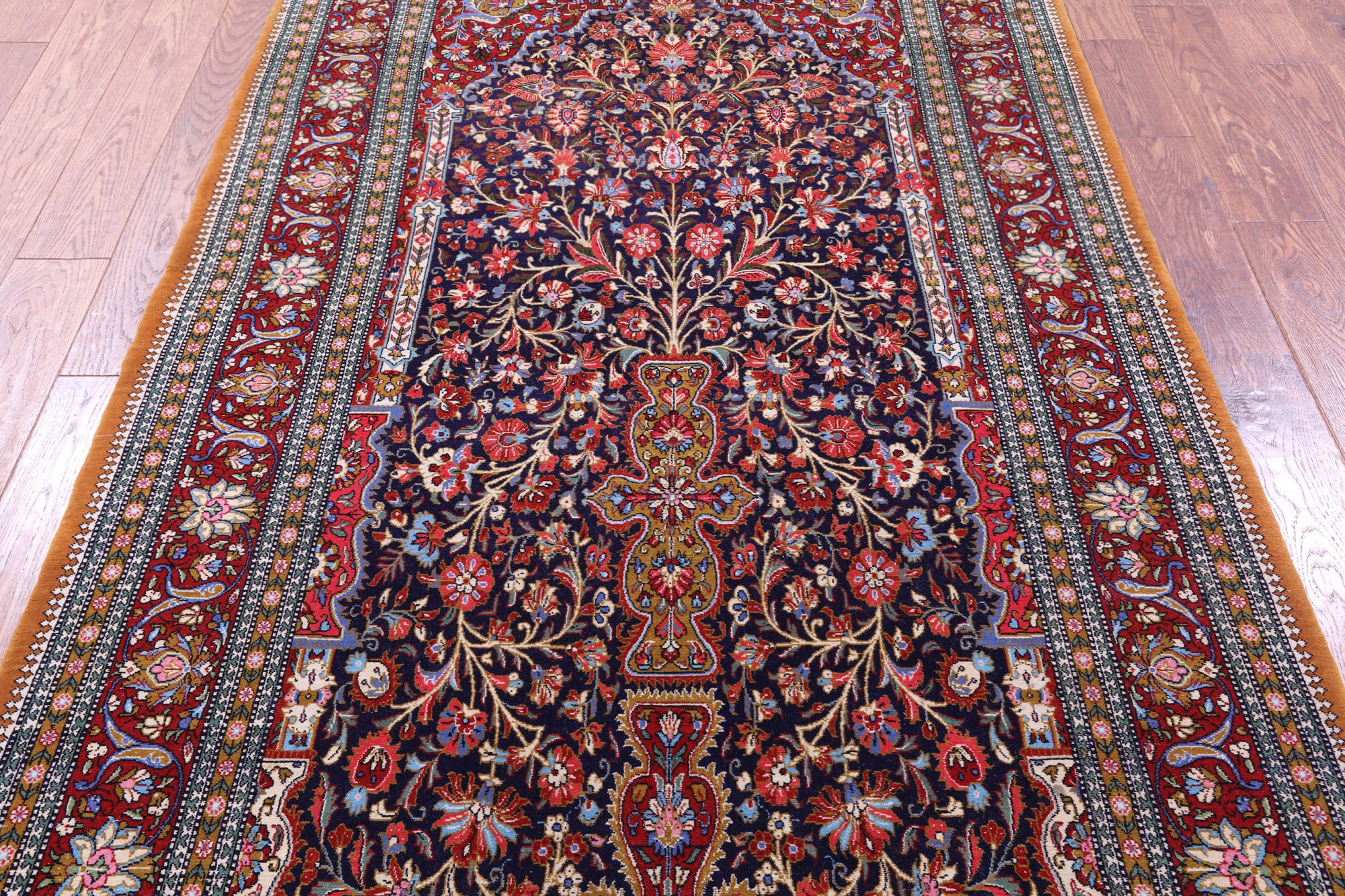 Black Persian Qum Handmade Wool Rug - 4' 5" X 7' 8"