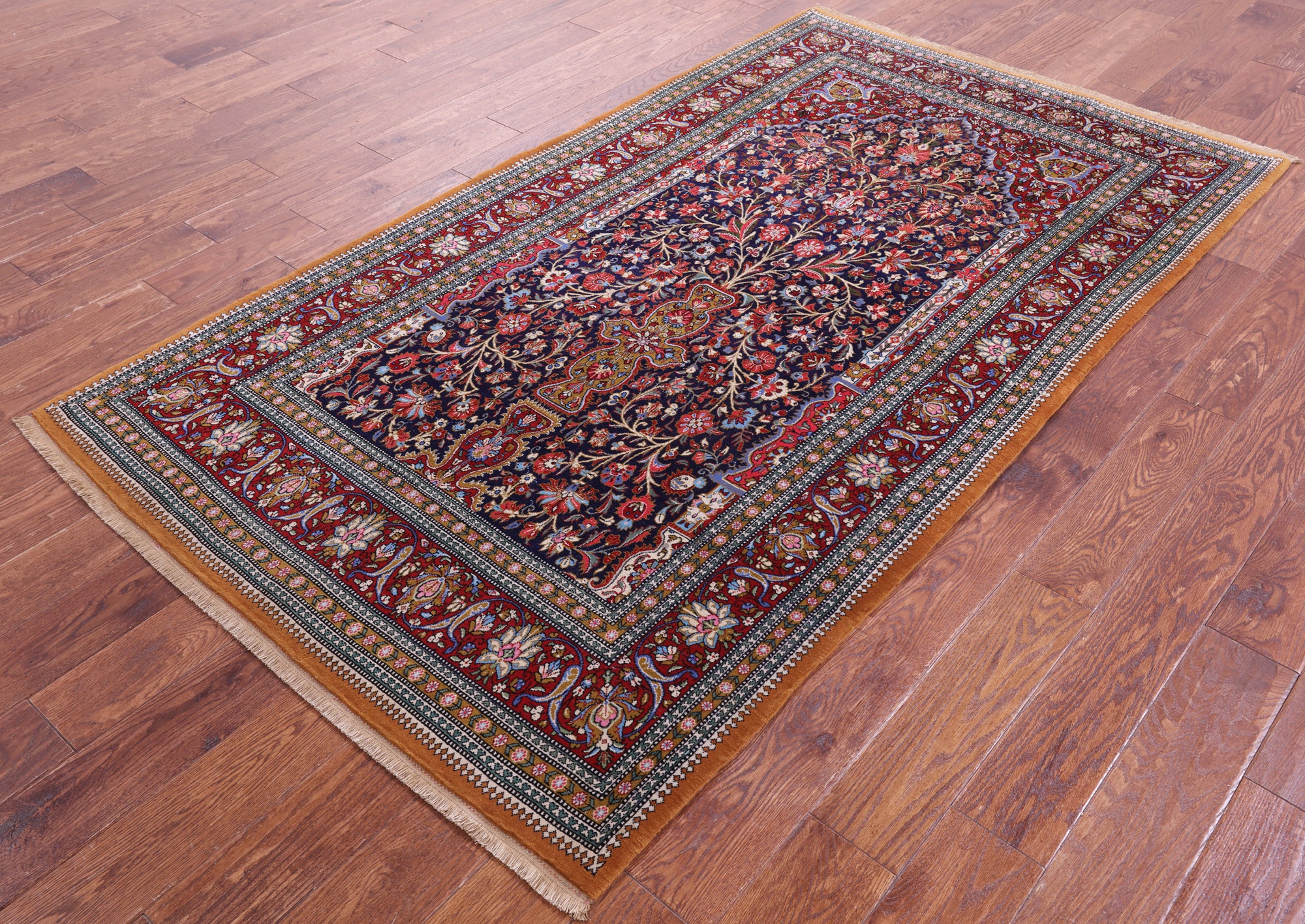 Black Persian Qum Handmade Wool Rug - 4' 5" X 7' 8"