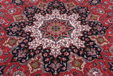 Red Round Persian Tabriz Hand Knotted Wool & Silk Rug - 7' 10" X 7' 10"