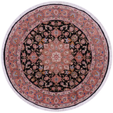 Round Persian Tabriz Hand Knotted Wool & Silk Rug - 5' 0" X 5' 0" - Golden Nile