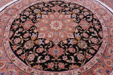 Round Persian Tabriz Hand Knotted Wool & Silk Rug - 5' 0" X 5' 0" - Golden Nile