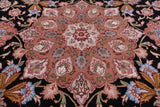 Round Persian Tabriz Hand Knotted Wool & Silk Rug - 5' 0" X 5' 0" - Golden Nile