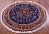Round Persian Qum Hand Knotted 100% Silk Rug - 6' 5" X 6' 5" - Golden Nile