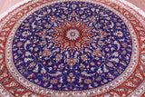 Round Persian Qum Hand Knotted 100% Silk Rug - 6' 5" X 6' 5" - Golden Nile