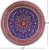 Round Persian Qum Hand Knotted 100% Silk Rug - 6' 5" X 6' 5" - Golden Nile