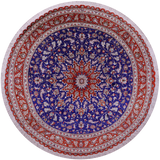 Round Persian Qum Hand Knotted 100% Silk Rug - 6' 5" X 6' 5" - Golden Nile