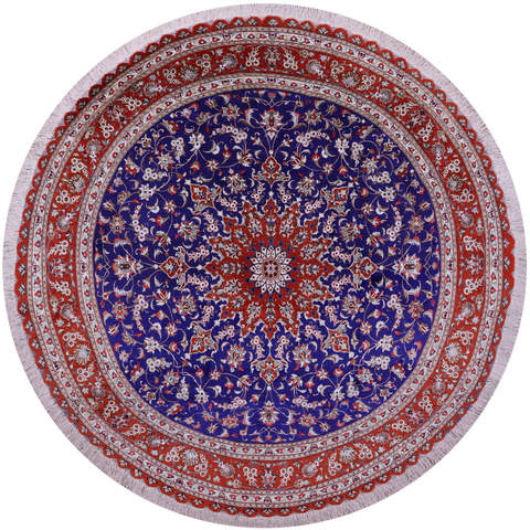 Round Persian Qum Hand Knotted 100% Silk Rug - 6' 5