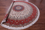Round Persian Tabriz Hand Knotted Wool & Silk Rug - 9' 8" X 9' 8" - Golden Nile