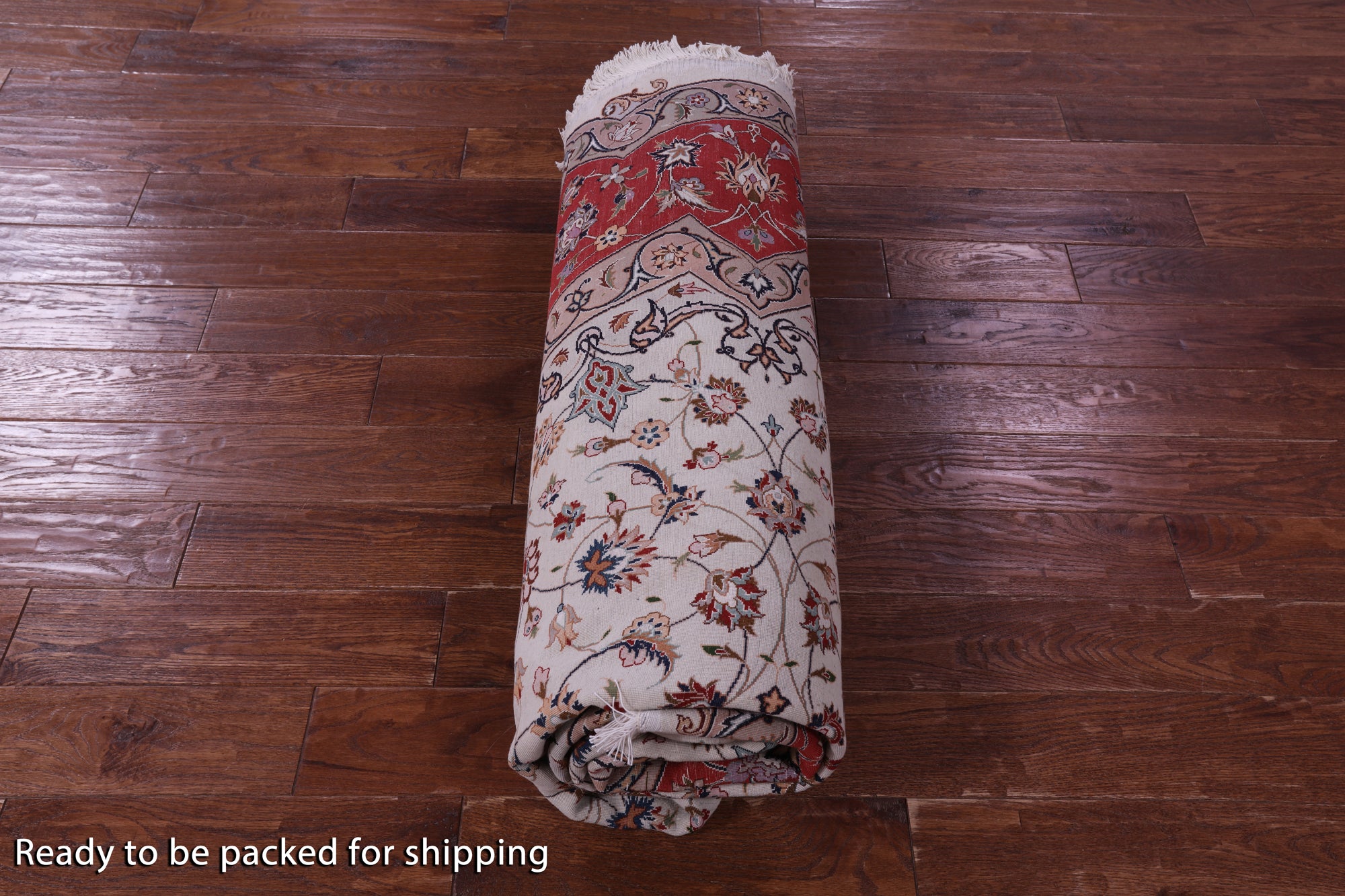 Round Persian Tabriz Hand Knotted Wool & Silk Rug - 9' 8" X 9' 8" - Golden Nile