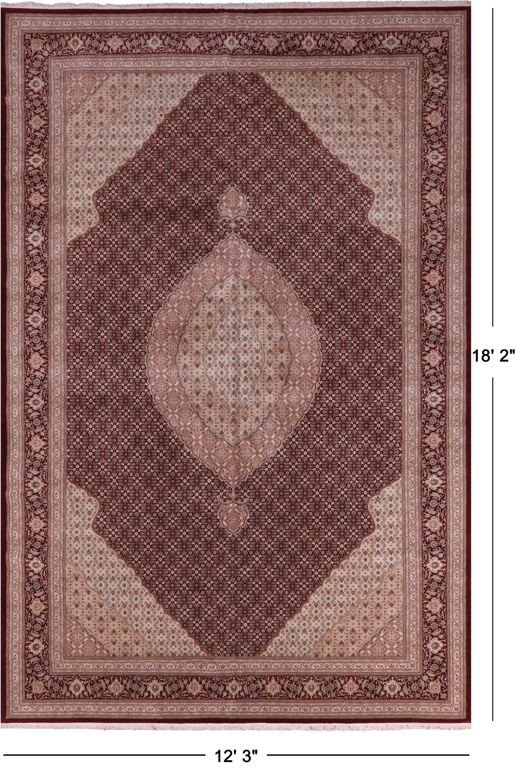 Persian Tabriz Hand Knotted Wool & Silk Rug - 12' 3" X 18' 2" - Golden Nile