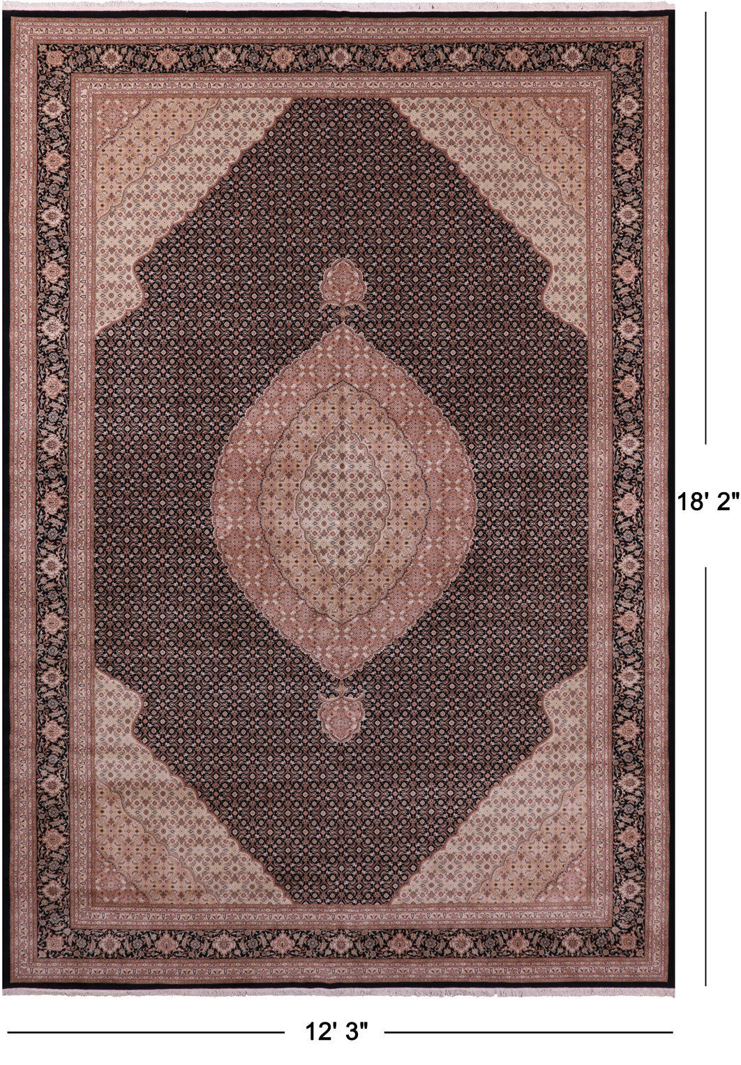 Persian Tabriz Hand Knotted Wool & Silk Rug - 12' 3" X 18' 2" - Golden Nile