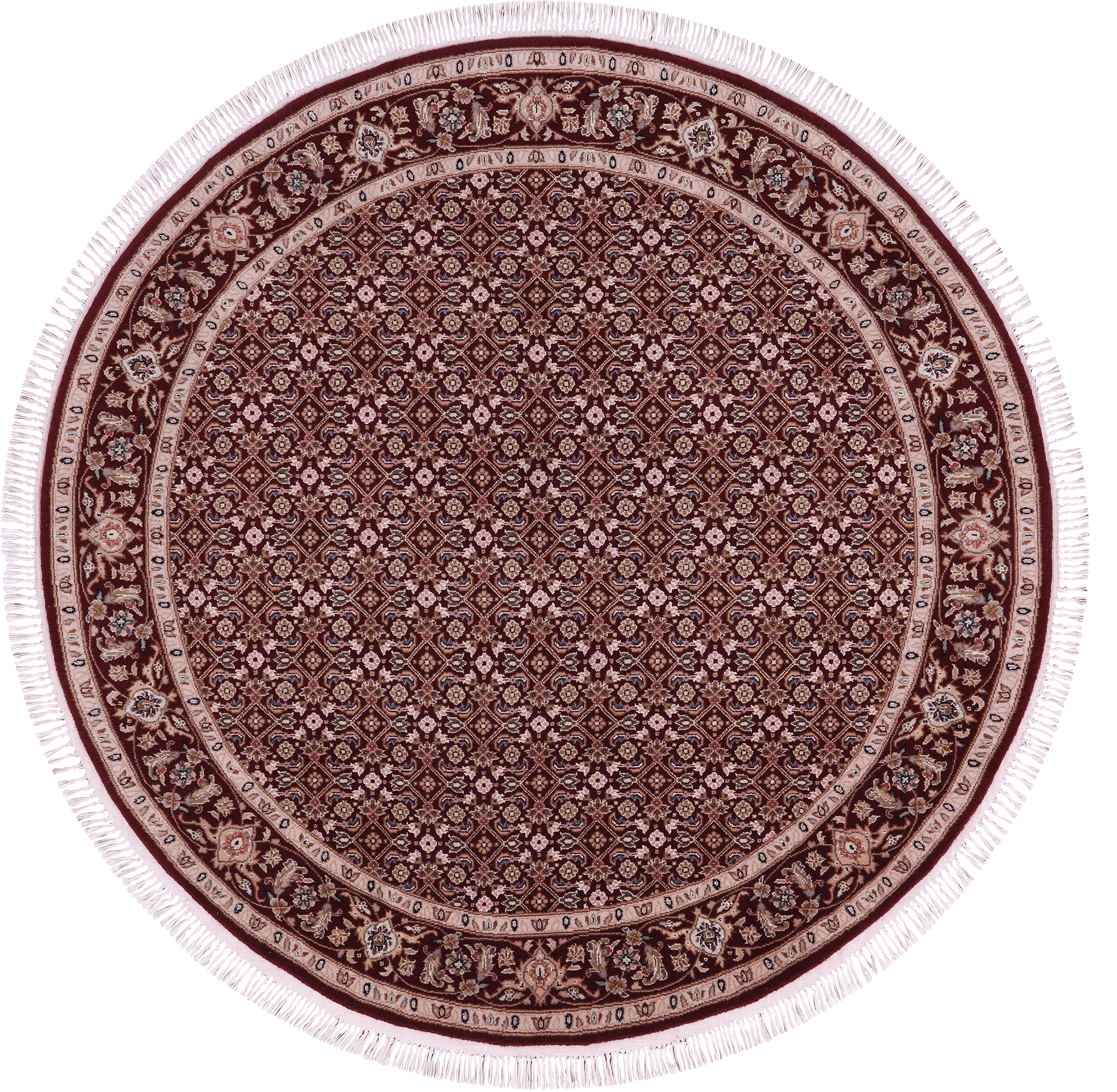 Round Persian Tabriz Hand Knotted Wool & Silk Rug - 5' 3" X 5' 3" - Golden Nile