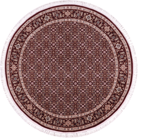 Round Persian Tabriz Hand Knotted Wool & Silk Rug - 5' 3