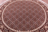 Round Persian Tabriz Hand Knotted Wool & Silk Rug - 5' 3" X 5' 3" - Golden Nile