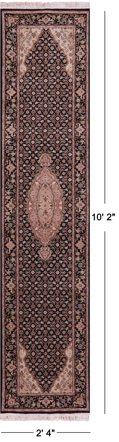 Persian Tabriz Hand Knotted Wool & Silk Rug - 2' 4" X 10' 2" - Golden Nile