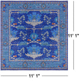 Blue Square Turkish Oushak Handmade Wool Rug - 11' 1" X 11' 1"