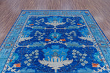 Blue Square Turkish Oushak Handmade Wool Rug - 11' 1" X 11' 1"