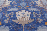 Blue Square Turkish Oushak Handmade Wool Rug - 10' 1" X 10' 1"