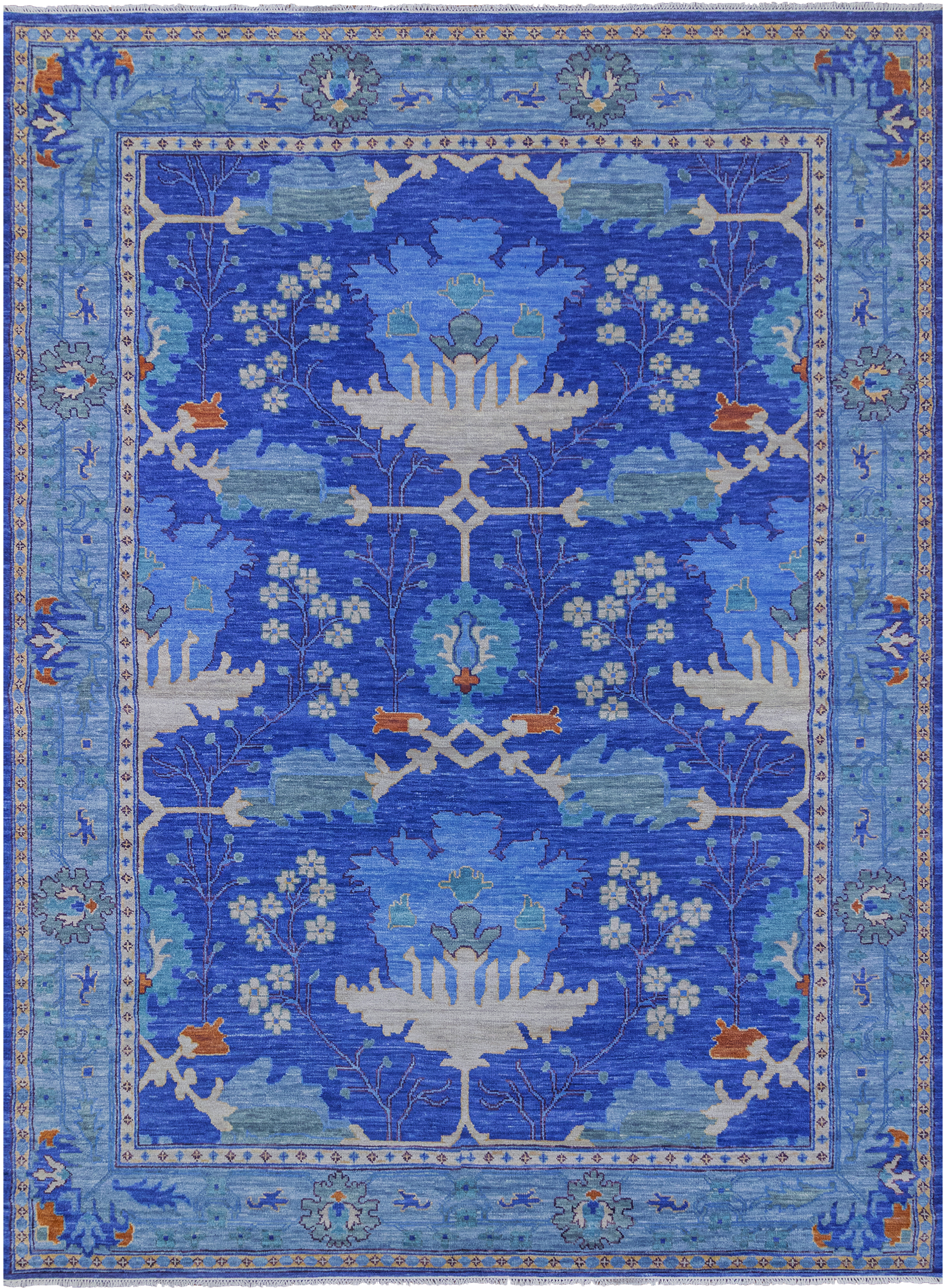 Blue Turkish Oushak Handmade Wool Rug - 10' 3" X 14' 0" - Golden Nile