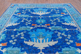 Blue Turkish Oushak Handmade Wool Rug - 10' 3" X 14' 0"