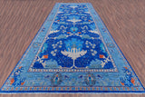 Blue Turkish Oushak Hand Knotted Wool Rug - 8' 1" X 16' 3" - Golden Nile