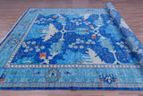 Blue Turkish Oushak Hand Knotted Wool Rug - 8' 1" X 16' 3" - Golden Nile