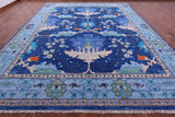 Blue Turkish Oushak Hand Knotted Wool Rug - 8' 1" X 9' 10"