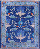 Blue Turkish Oushak Handmade Wool Rug - 9' 3" X 12' 4" - Golden Nile
