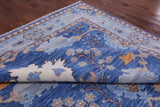 Blue Turkish Oushak Hand Knotted Wool Rug - 10' 3" X 13' 11"