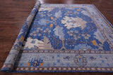 Blue Turkish Oushak Hand Knotted Wool Rug - 10' 3" X 13' 11"