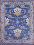 Blue Turkish Oushak Hand Knotted Wool Rug - 10' 3" X 13' 11"