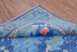 Blue Turkish Oushak Hand Knotted Wool Rug - 7' 1" X 14' 7"