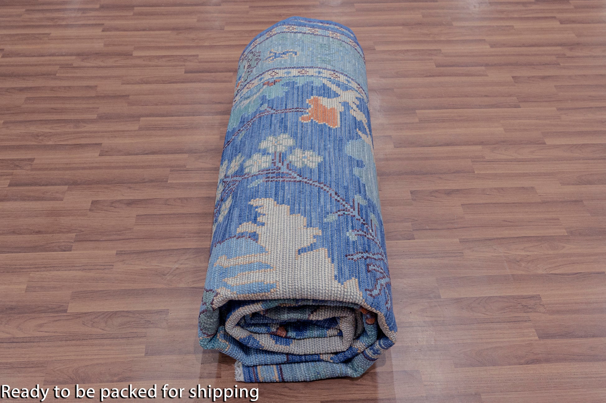 Blue Turkish Oushak Hand Knotted Wool Rug - 7' 1" X 14' 7" - Golden Nile