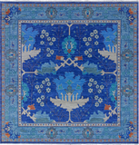 Blue Square Turkish Oushak Handmade Wool Rug - 10' 2" X 10' 2"