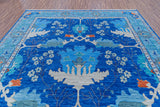Blue Square Turkish Oushak Handmade Wool Rug - 10' 2" X 10' 2"