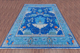 Blue Square Turkish Oushak Handmade Wool Rug - 10' 2" X 10' 2"
