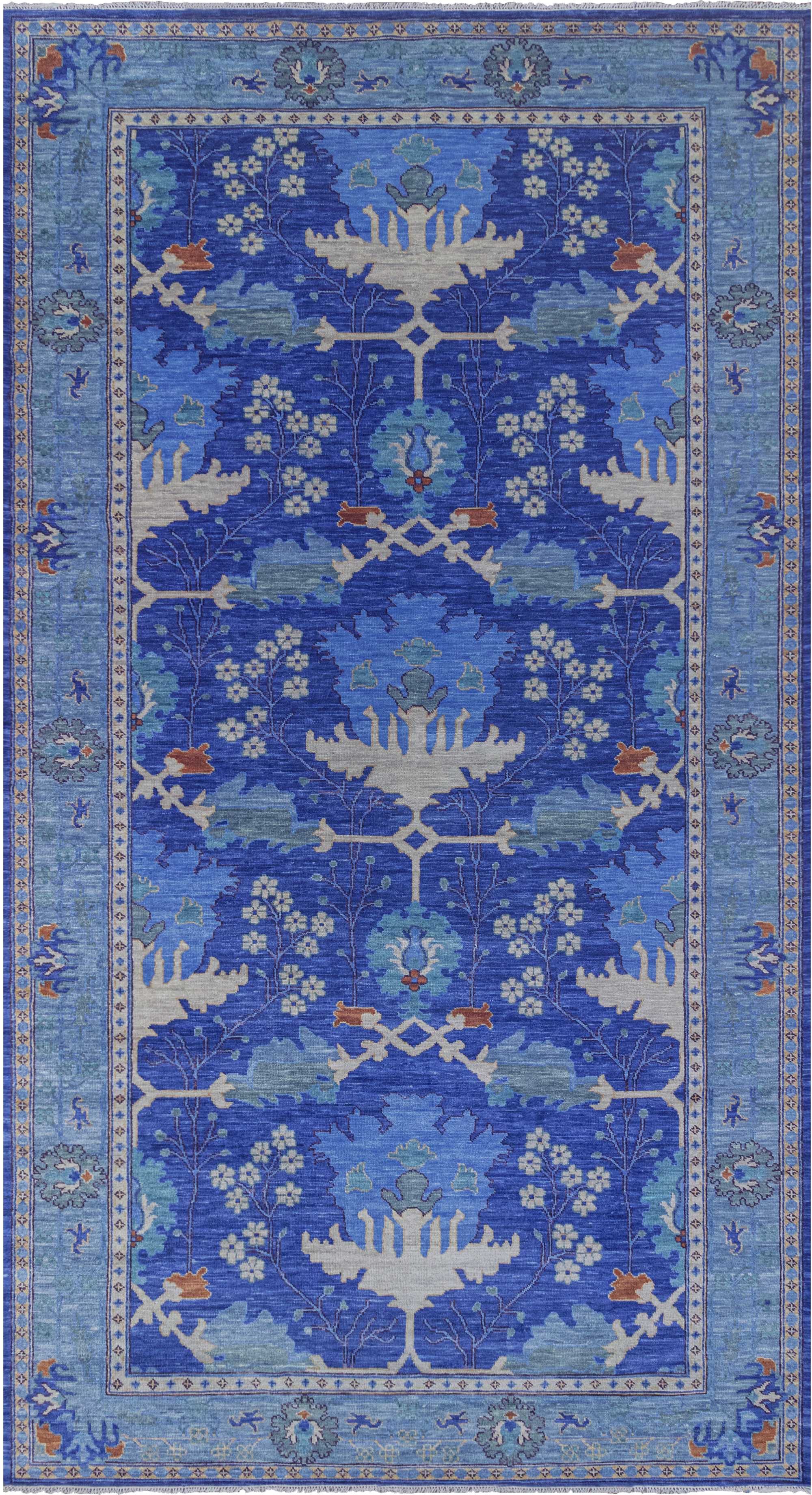 Blue Turkish Oushak Handmade Wool Rug - 9' 4" X 17' 11" - Golden Nile