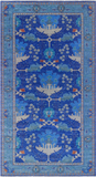 Blue Turkish Oushak Handmade Wool Rug - 9' 4" X 17' 11"