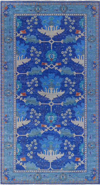 Blue Turkish Oushak Handmade Wool Rug - 9' 4" X 17' 11"