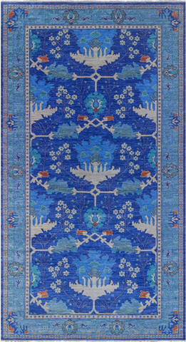 Blue Turkish Oushak Handmade Wool Rug - 9' 4