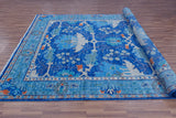 Blue Turkish Oushak Handmade Wool Rug - 9' 4" X 17' 11"