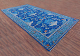 Blue Turkish Oushak Handmade Wool Rug - 9' 4" X 17' 11"