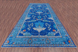 Blue Turkish Oushak Handmade Wool Rug - 9' 4" X 17' 11"