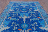 Blue Turkish Oushak Handmade Wool Rug - 9' 4" X 17' 11"