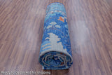 Blue Turkish Oushak Handmade Wool Rug - 9' 4" X 17' 11"
