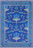 Blue Turkish Oushak Hand Knotted Wool Rug - 6' 2" X 8' 11"