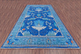 Blue Turkish Oushak Hand Knotted Wool Rug - 6' 2" X 8' 11"