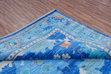 Blue Turkish Oushak Hand Knotted Wool Rug - 6' 2" X 8' 11"