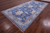 Blue Turkish Oushak Hand Knotted Wool Rug - 7' 11" X 16' 2"