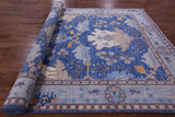 Blue Turkish Oushak Handmade Wool Rug - 9' 3" X 18' 1"